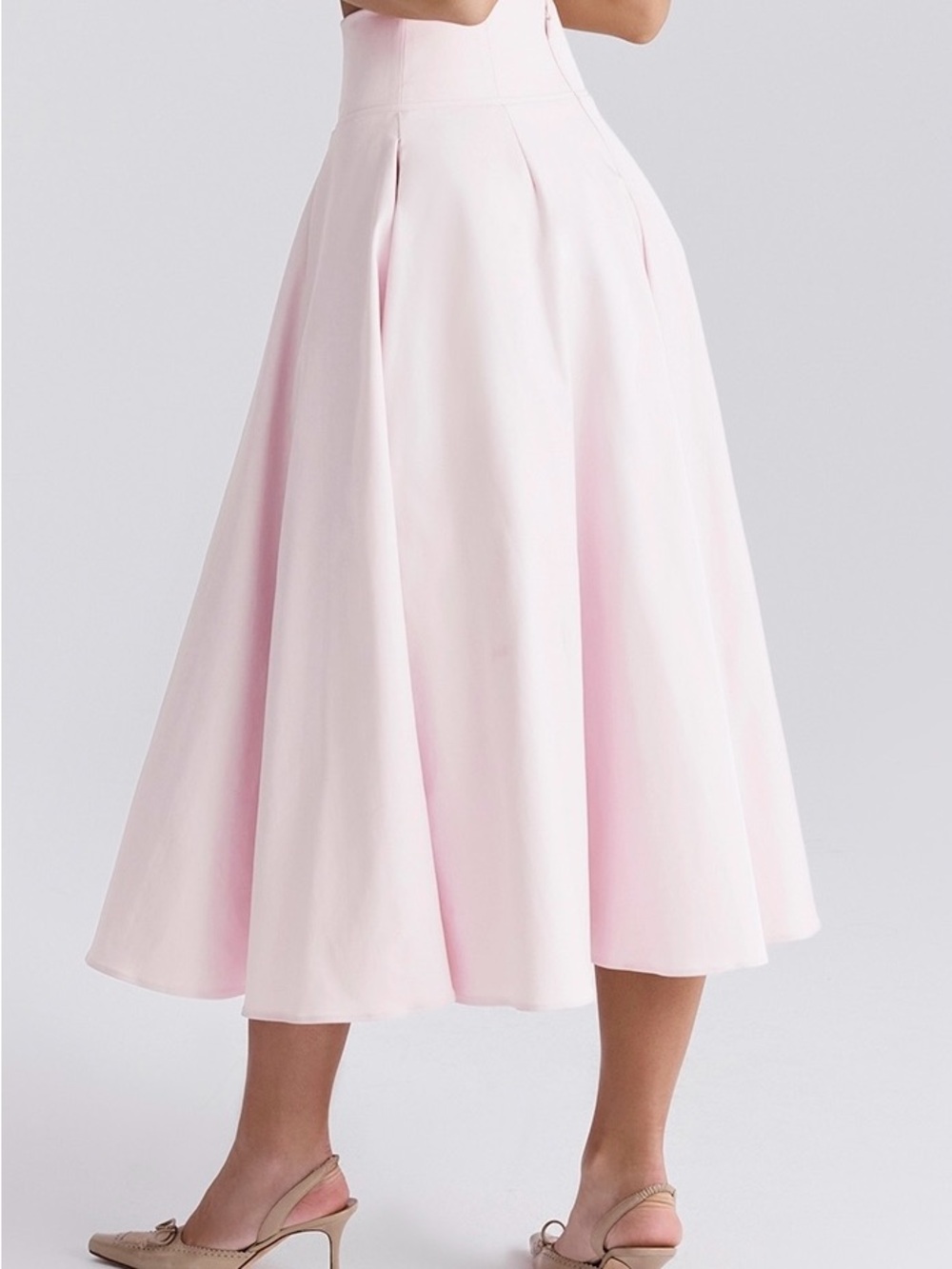 House of CB Rita Ballerina Baby Pink A-Line Midi Skirt Size XS - Picture 2 of 12